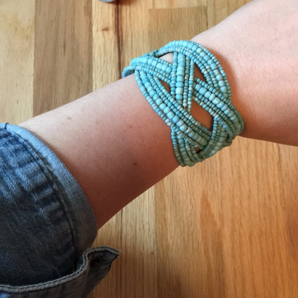 Turquoise beaded cuff bracelet